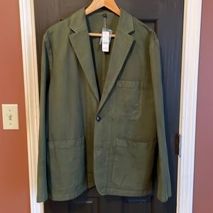 J. Crew Garment-dyed cotton-linen chino green suit jacket Size 42 NWT